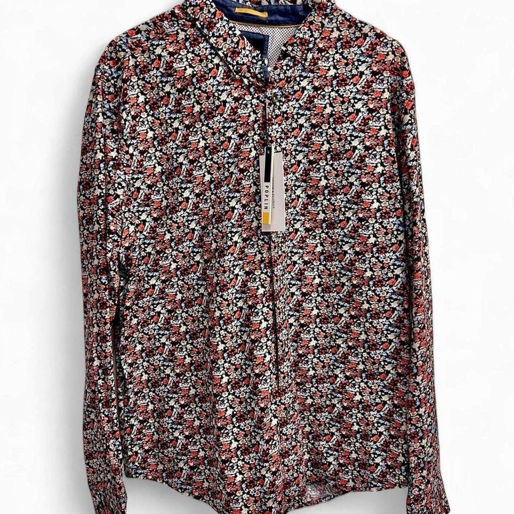 *NWT* Denim & Flower retro multicolor floral button down shirt